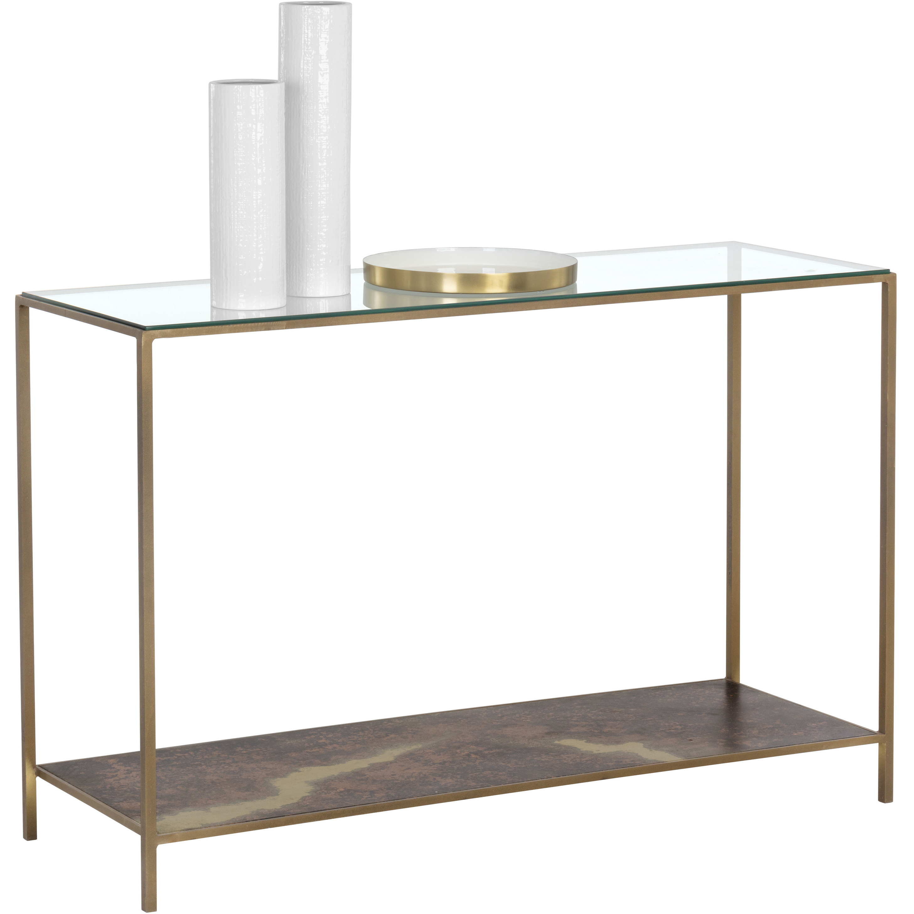 Concord 48 X 16.25 inch Clear / Antique Brass Console Table